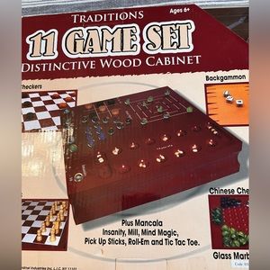 Tradition 11 GAME SET CHECKER, CHESS, CHINESE CHECKERS, BACKGAMMON, NEW +6 MORE